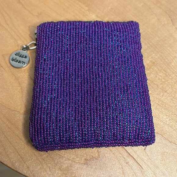 vintage Elissa Bloom beaded purple and red heart wallet coin purse Y2K - Picture 4 of 6